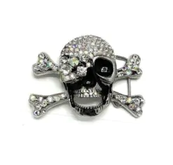 Bältesspänne - Skalle och ben med bling