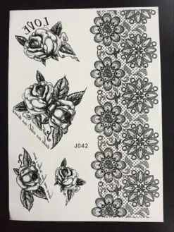 Tillfällig Tatuering 21 x 15cm - rosor m mönster