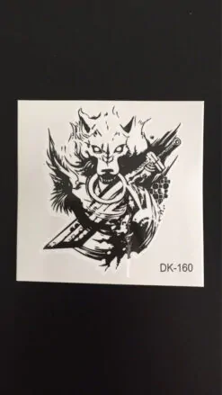 Tillfällig Tatuering 6x6cm - svart vit varg